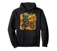 Área 51 Alien Biker OVNI Desierto Retro Ciencia Ficción Dibujos Animados Sudadera con Capucha