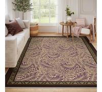 Area Alfombra 140x200 for Salon William Morris Resistente a Las Manchas Lavable Alfombrilla Comedor Dormitorio Purple Antique Gold Acanthus Leaf Tapete Antideslizante Vintage Elegant Home Decor
