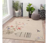 Area Alfombra 60x90 Alfombrilla for Salon botanico Birds Butterflies Print Soft Tapete habitacion Infantil Entrada Decor Machine Lavable Vintage Floral Birdcage Beige Office Under Table