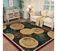 Area Alfombra 90x150 Black Gold Green Salon Alfombrilla Lavable Moderno Abstracto Spiral Circle Pattern Soft Thin Alfombras Indoor Floor No Slip Resistente Manchas Tapete for Dormitorio Comedor
