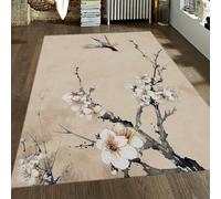 Area Alfombras 100x150 Oriental Ink Painting Lavable for Salon Plum Blossom Bird Large Alfombra Dormitorio Comedor Antideslizante Indoor Soft Distressed Lightweight Thin Pelo Corto Alfombrilla