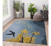 Area Alfombras 160x230 Salon Chinese Landscape Lavable Soft Alfombra Resistente Manchas Indoor Floor Antideslizante Alfombrilla for Dormitorio habitacion Infantil Kids Playroom Office Comedor Blue