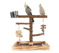 Área de Juego para Loros Parque para Periquitos con Comederos | Accesorios de Madera para Cacatúas Periquitos y Canarios Entrenamiento y Alimentación Interior Exterior