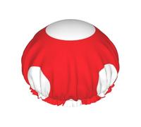 Área del círculo rojo,Gorro de ducha, gorro de noche, gorro de baño elástico impermeable de doble capa, reutilizable para el cabello.