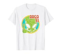 Área Extranjero 51 OVNI Extraterrestre Nave Espacial Ciencia Ficción Camiseta, Hombre, Blanco, S