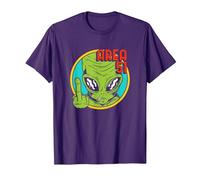Área Extranjero 51 OVNI Extraterrestre Nave Espacial Ciencia Ficción Camiseta, Hombre, Morado, S