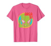 Área Extranjero 51 OVNI Extraterrestre Nave Espacial Ciencia Ficción Camiseta, Hombre, Rosa Jaspeado, S