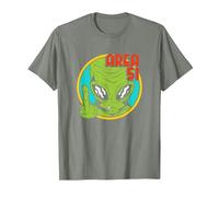 Área Extranjero 51 OVNI Extraterrestre Nave Espacial Ciencia Ficción Camiseta, Hombre, Verde Militar Jaspeado, S