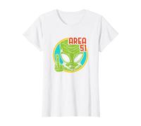 Área Extranjero 51 OVNI Extraterrestre Nave Espacial Ciencia Ficción Camiseta, Mujer, Blanco, XS