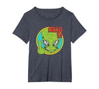 Área Extranjero 51 OVNI Extraterrestre Nave Espacial Ciencia Ficción Camiseta, Mujer Tallas Grandes, Azul Jaspeado, 2XL Grande