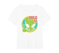 Área Extranjero 51 OVNI Extraterrestre Nave Espacial Ciencia Ficción Camiseta, Mujer Tallas Grandes, Blanco, 2XL Grande