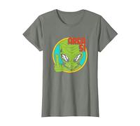 Área Extranjero 51 OVNI Extraterrestre Nave Espacial Ciencia Ficción Camiseta, Mujer, Verde Militar Jaspeado, L