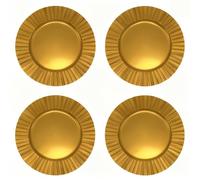 Area illumina Salvamanteles decorativos, juego de 4 o 6 unidades, 33 cm, borde ondulado, brillante, rojo u dorado, reutilizable, ideal para bodas, Navidad y otras celebraciones (4, dorado)