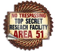 Área restringida: Top Secret Research Facility - Adhesivo para café sin traspasar | Accesorios de baño de caravana, cubierta de vinilo impermeable, calcomanía extraíble de viaje (8 x 12 cm)