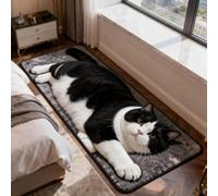 Area Rug Washable Mat, 3D Faux Cashmere Carpet，Black cat：50×120 cm | Non Slip, Low Pile, Easy to Clean, Soft Realistic Animal Design Rugs Home Decor for Living Room Bedroom Doormat