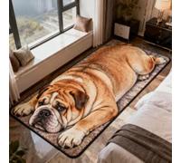 Area Rug Washable Mat, 3D Faux Cashmere Carpet，Bulldog：50×120 cm | Non Slip, Low Pile, Easy to Clean, Soft Realistic Animal Design Rugs Home Decor for Living Room Bedroom Doormat