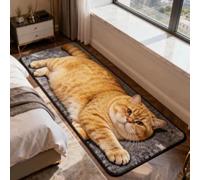 Area Rug Washable Mat, 3D Faux Cashmere Carpet，Orange cat：70×180 cm | Non Slip, Low Pile, Easy to Clean, Soft Realistic Animal Design Rugs Home Decor for Living Room Bedroom Doormat