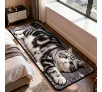 Area Rug Washable Mat, 3D Faux Cashmere Carpet，Tabby cat：60×150 cm | Non Slip, Low Pile, Easy to Clean, Soft Realistic Animal Design Rugs Home Decor for Living Room Bedroom Doormat