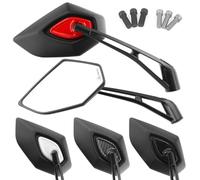 Area1 Espejo para moto y scooter Carbono (2 piezas) Homologado E, 2x M10/M8 rosca derecha + 1xM10/M8 rosca izquierda ATV, Quad (Rojo)