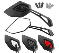 Area1 Espejo para moto y scooter Carbono (2 piezas) Homologado E, 2x M10/M8 rosca derecha + 1xM10/M8 rosca izquierda ATV, Quad (Negro)