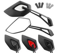 Area1 Espejo para moto y scooter Carbono (2 piezas) Homologado E, 2x M10/M8 rosca derecha + 1xM10/M8 rosca izquierda ATV, Quad (Blanco)
