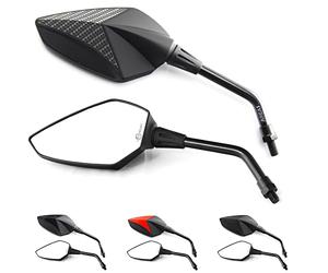 Area1 Espejos Retrovisores Moto Universal Homologado, Carbono, Par de Espejo Moto (2xM10 Rosca derecha) compatible con Aprila