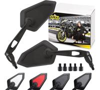 Area1 Espejos Retrovisores Moto Universal Homologado, Negro, Par de Espejo Moto (2xM10 Rosca derecha)