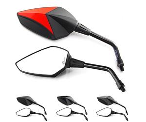 Area1 Espejos Retrovisores Moto Universal Homologado, Rojo, Par de Espejo Moto (2xM10 Rosca derecha) compatible con Aprila