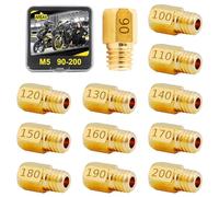 Area1 Juego de 12 boquillas universales para carburador, M5, 5 mm, 90, 100, 110, 120, 130, 140, 150, 160, 170, 180, 190, 200, para Dellorto PWK PHBG (tipo M5/90-200/12 unidades) K