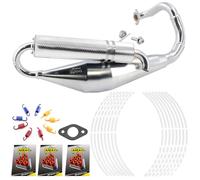 Area1 Tecnigas Q-Tre - Silenciador de escape deportivo, cromado, apto para Peugeot de 50 cc y 2 tiempos, motores por ejemplo Metal-X Reggea Speedake Splinter + accesorios de tuning gratis