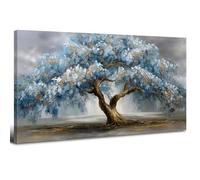 AREBOLO Arte de pared colorido del árbol de la vida para sala de estar, imagen árbol azul y naranja lujo flores árboles arte mural obra de arte abstracta impresión en lienzo oficina dormitorio 20x40”