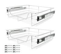 Arebos - Cajón de cocina telescópico | Bandejas de Cajones Extraíbles | Armario extraíble de cocina | plata | 2x 60 cm