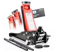 Arebos 3T Gato hidráulico de Perfil bajo | Crick a Carro a bajo | Perfil Gato Hidráulico De Carretilla | 3000 kg | Rango De Elevación 85 a 500 mm | 3 Piezas Bloque de Goma