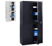 Arebos Archivador Armario de Oficina | Armario de Almacenamiento | Armario de Suministros | 4 estantes de Altura Ajustable | 180 x 90 x 40 cm | Juego de Ruedas giratorias