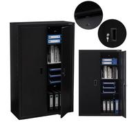 AREBOS Archivador metálico con cerradura 140x90x40cm Negro 3 estantes Con llaves