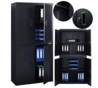 AREBOS Archivador metálico con cerradura 180x90x40cm Negro 2 estantes Con llaves