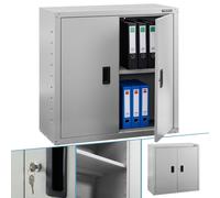 AREBOS Archivador metálico con cerradura 90x40x 90cm Gris 1 estantes Con llaves
