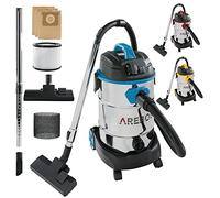 Arebos Aspirador Industrial de Acero Inoxidable | Aspiradoras en seco y húmedo | Utilizar como Aspirador de Cenizas | Aspiradores industriales con y sin Bolsa | 1600W | 30L | Azul