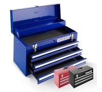 Arebos Caja de Herramientas | 3 Cajones | con Alfombras Antideslizantes| incl. Asa de Transporte y Cierres Rápidos | Azul