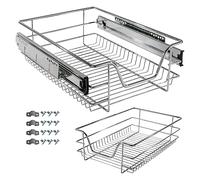 Arebos Cajón telescópico: para armarios de 30, 40, 50 o 60 cm de ancho/cromado/set a elegir: cajón de cocina, cesta extraíble, armario extraíble, separadores para cajones de armarios de cocina/40 cm