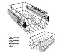 Arebos Cajón telescópico: para armarios de 30, 40, 50 o 60 cm de ancho/cromado/set a elegir: cajón de cocina, cesta extraíble, armario extraíble, separadores para cajones de armarios de cocina/30 cm