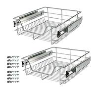 Arebos Cajón telescópico: para armarios de 30,40,50 o 60 cm de ancho/cromado/set a elegir: cajón de cocina, cesta extraíble, armario extraíble, separadores para cajones de armarios de cocina/2x 50 cm