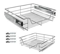 Arebos Cajón telescópico: para armarios de 30, 40, 50 o 60 cm de ancho/cromado/set a elegir: cajón de cocina, cesta extraíble, armario extraíble, separadores para cajones de armarios de cocina/60 cm