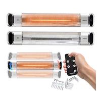 Arebos Calefactor por Infrarrojos de Pared 2000W | Estufa Exterior con 9 Niveles de Calefacción | Calefactor Electrico | Programable hasta 24 h | Plata