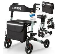 Arebos Caminador Andador Aluminio con Ruedas | 136 kg | Nero | Altura regulable | Incluye Soporte para baston