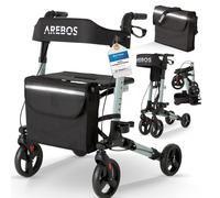 Arebos Caminador Andador Aluminio con Ruedas | 136 kg | Nero | Altura regulable | Incluye Soporte para baston