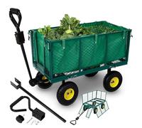 Arebos Carretilla Jardin | Carro de Transporte | Carro de Mano 550 kg | Plegable con Lona extraíble | Llantas de Acero con rodamiento de Bolas | Incluye asa y Barra