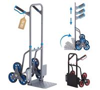 Arebos Carretilla para escaleras, plegable, con neumáticos de goma dura y marco de acero, carretilla de transporte para mudanzas y objetos pesados, antracita