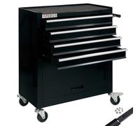 Arebos Carro de Taller 4 Compartimentos | 2 Ruedas con de estacionamiento | Espacio para Las Herramientas de un mecanico de Taller | Incl. Alfombrillas Antideslizantes | Negro