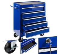 Arebos Carro de Herramientas | Carro de Taller | 5 cajones | con Cierre centralizado | Incl. Alfombrillas Antideslizantes | cajones con correderas de Bolas | 2 Ruedas con Freno de Bloqueo